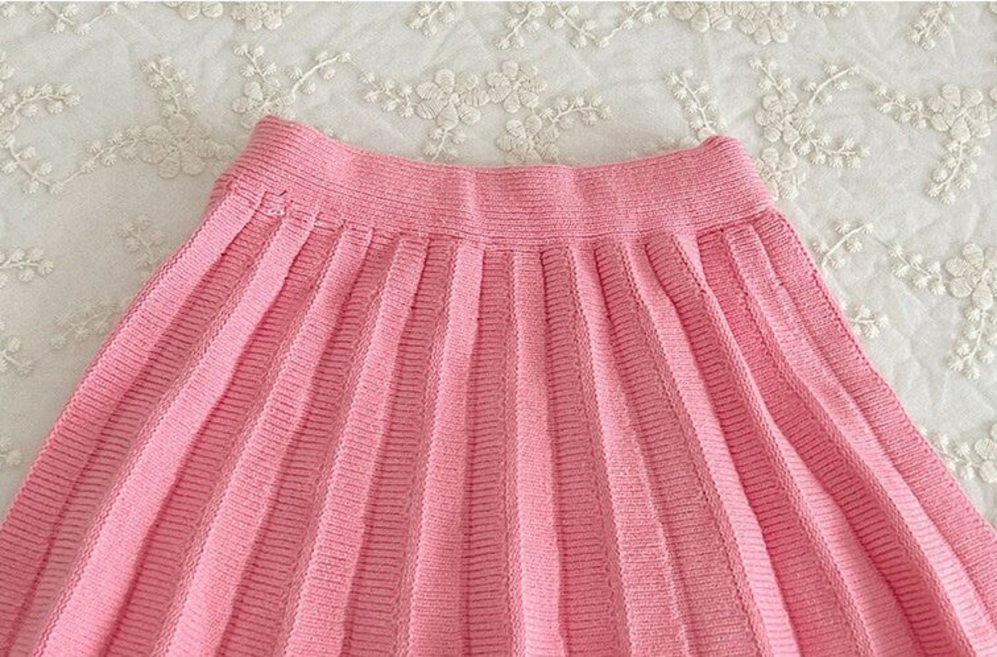 Knit Cotton Girls' Cardigan & Skirt Set