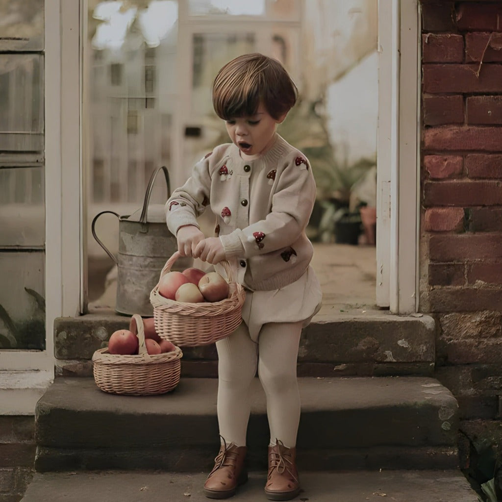 Beige Mushroom Knit Cardigan