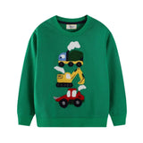 Boys' Green Construction Cars Sweatshirt