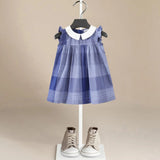 Eden Girls' Vintage Blue Plaid Dress