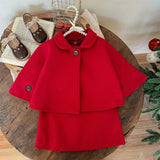Red Little Girls' Holiday Dress & Poncho Set