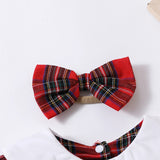 Girls Christmas Romper with Matching Headband