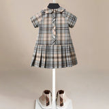 Retro Plaid Khaki Children's Dress