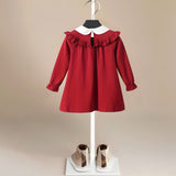 Bib Collar Monaco Girls' Dress in Red