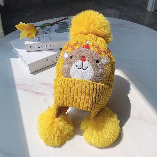 Plush Character Pom-Pom Hat