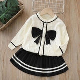 Girls Bow Knit Cardigan & Dress Set