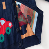 Navy Blue Little Boys' Playful Cardigan