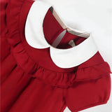 Bib Collar Monaco Girls' Dress in Red