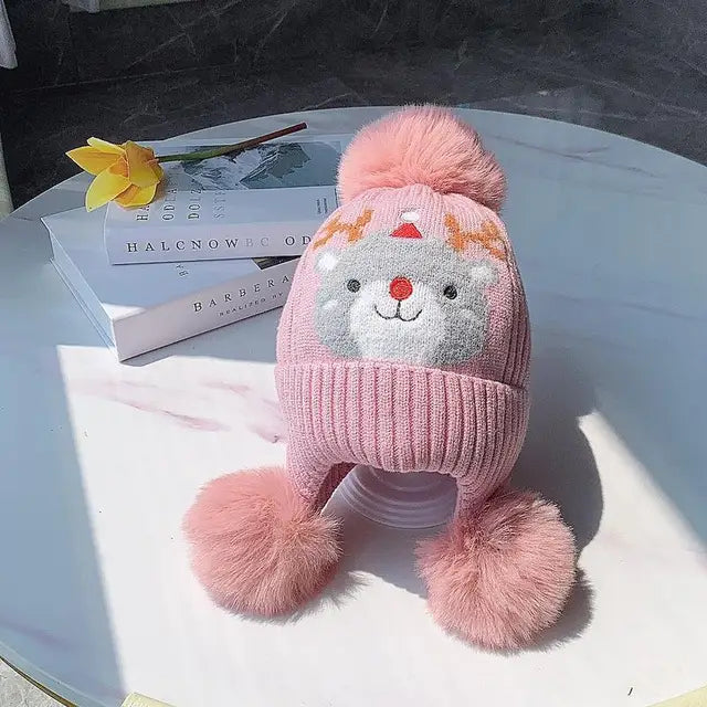 Plush Character Pom-Pom Hat