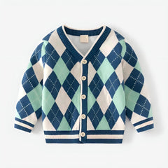 Boy's Argyle Cardigan - ONEAKIDS