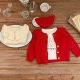 Retro Girls' Knit Cotton Cardigan