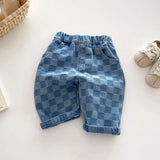 Unisex Checkered Denim Pants