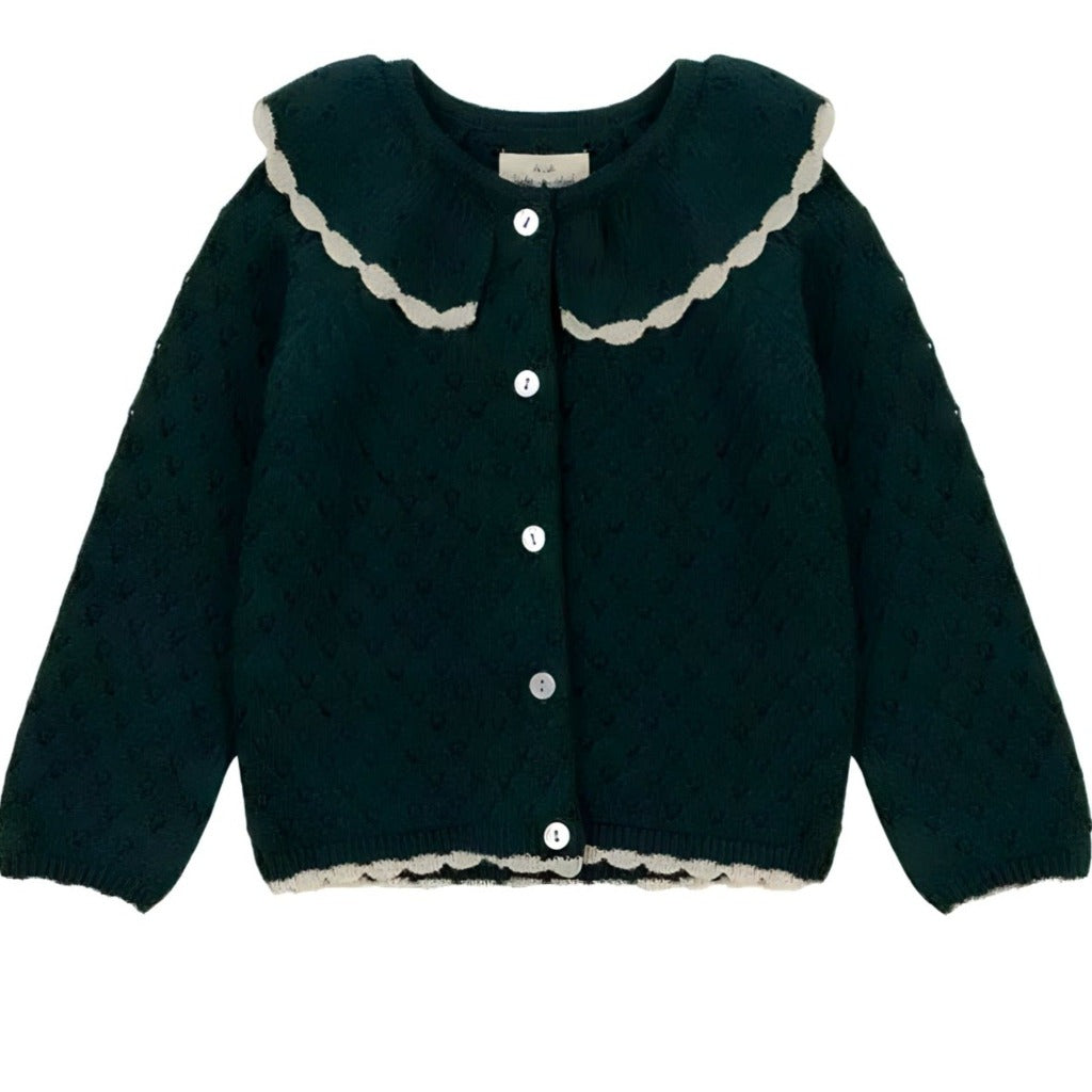 Retro Girls' Knit Cotton Cardigan