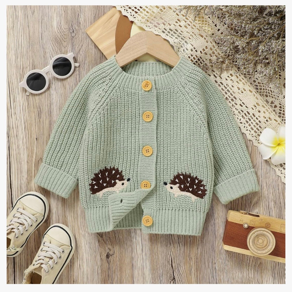Unisex Hedgehog Button Knit Cardigan