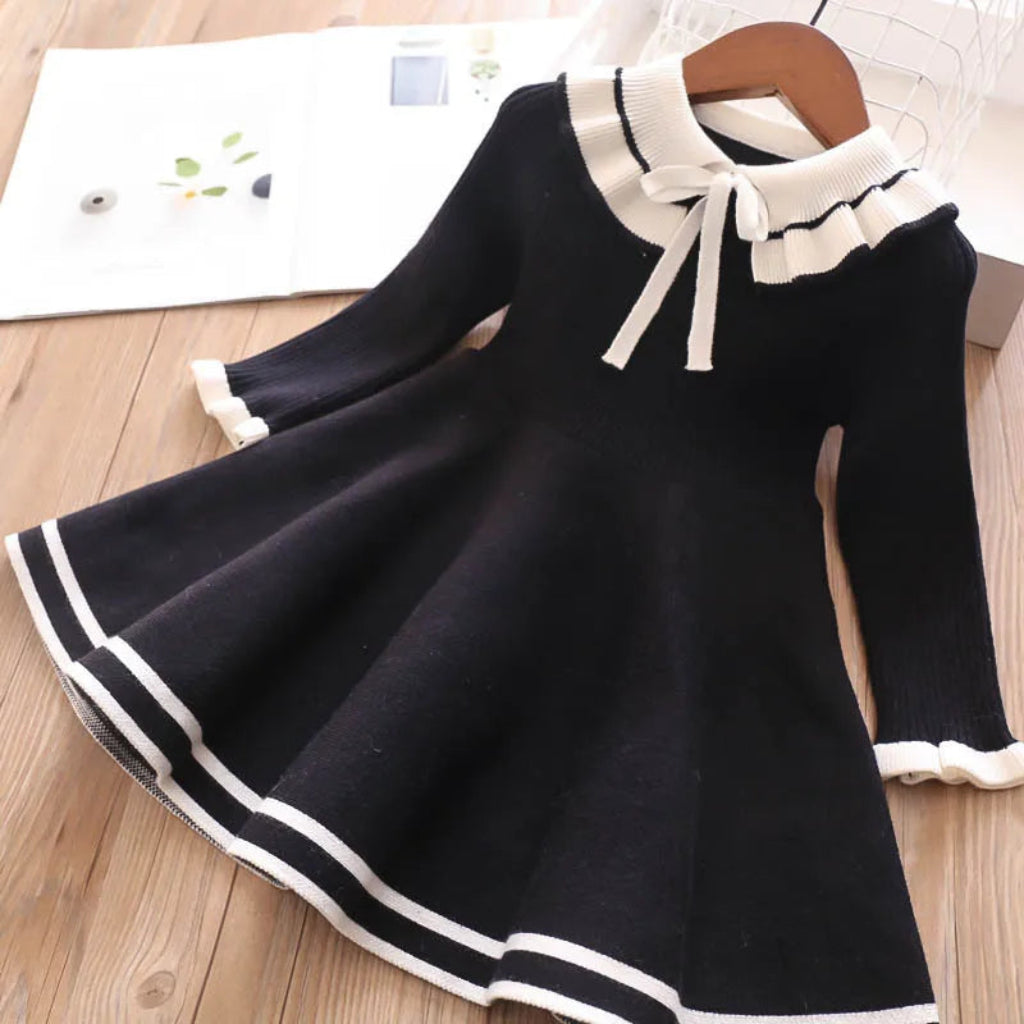 Vestido elegante para niña de algodón de punto premium