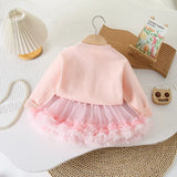 Pink Strawberry Cardigan & Skirt Set