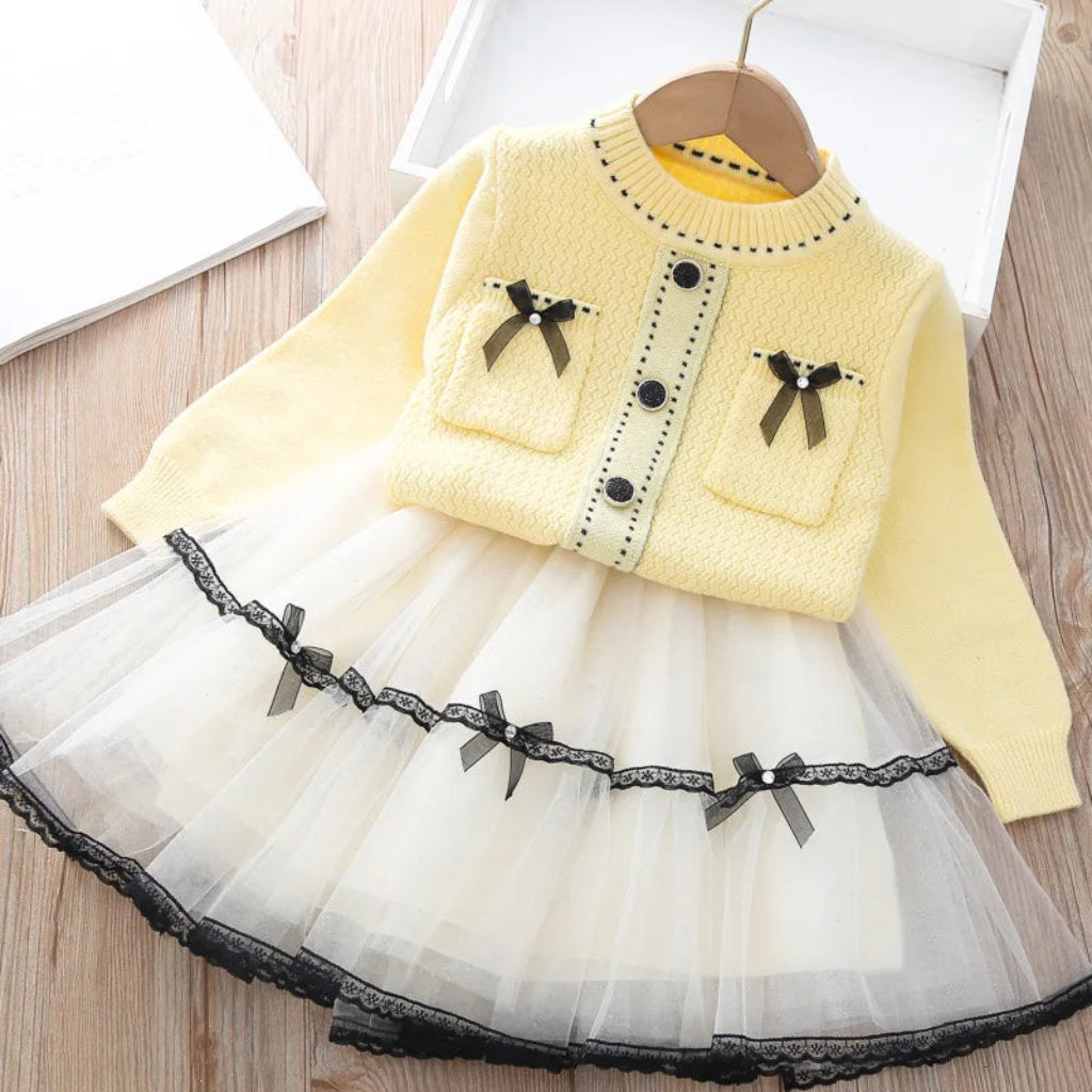 Winter Twirl Princess Dress & Cardigan Set