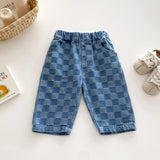 Unisex Checkered Denim Pants