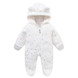 Snowflake Cozy Fleece Hooded Baby Romper
