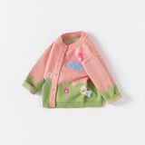 Little Girls' Floral Cardigan in Pink