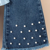 Girls’ Denim Set with Pearls