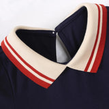 Girls Elegant Retro Dress in Navy Blue or Gray