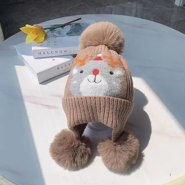 Plush Character Pom-Pom Hat