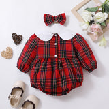 Girls Christmas Romper with Matching Headband