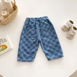 Unisex Checkered Denim Pants