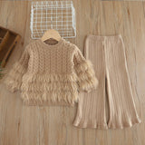 Girls’ Lux Fur-Trim Knit Set