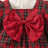 Christmas Red Plaid Romper with Bow
