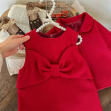 Red Little Girls' Holiday Dress & Poncho Set