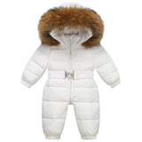 Unisex Glossy Hooded Down-Style Snowsuit