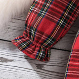 Christmas Red Plaid Romper with Bow