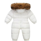 Unisex Glossy Hooded Down-Style Snowsuit