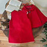 Red Little Girls' Holiday Dress & Poncho Set