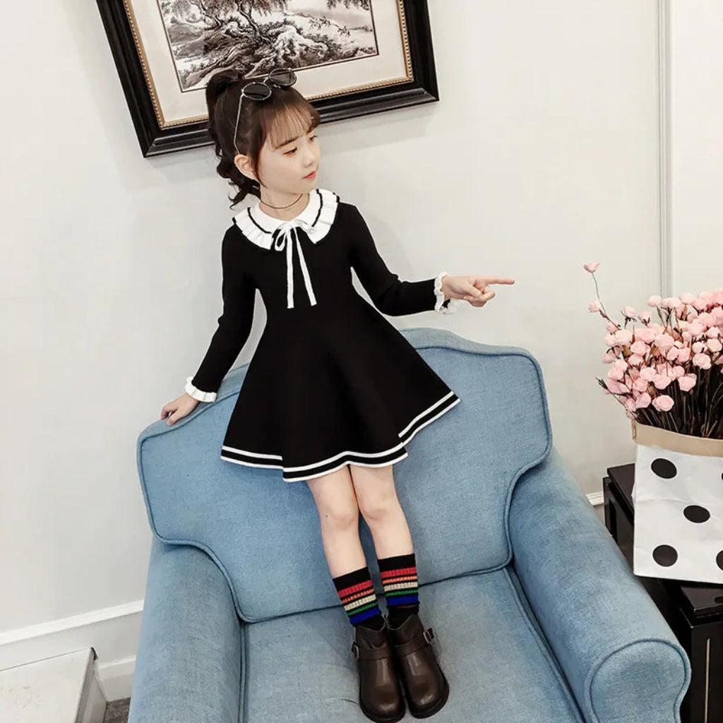 Audrey Wool-Blend Bow Collar Dress
