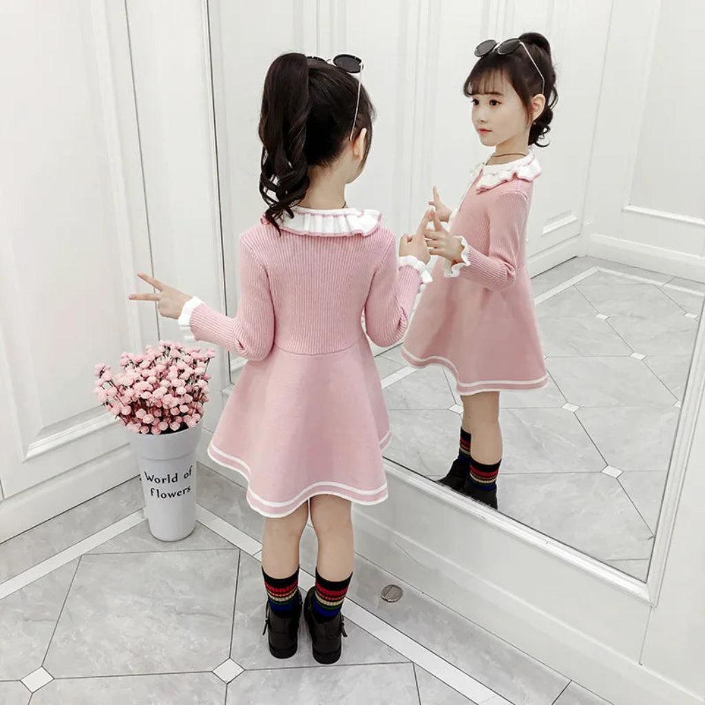 Audrey Wool-Blend Bow Collar Dress