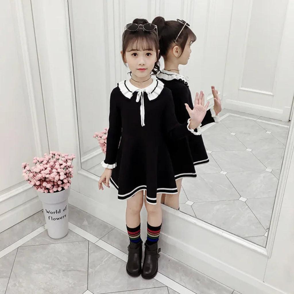 Audrey Wool-Blend Bow Collar Dress