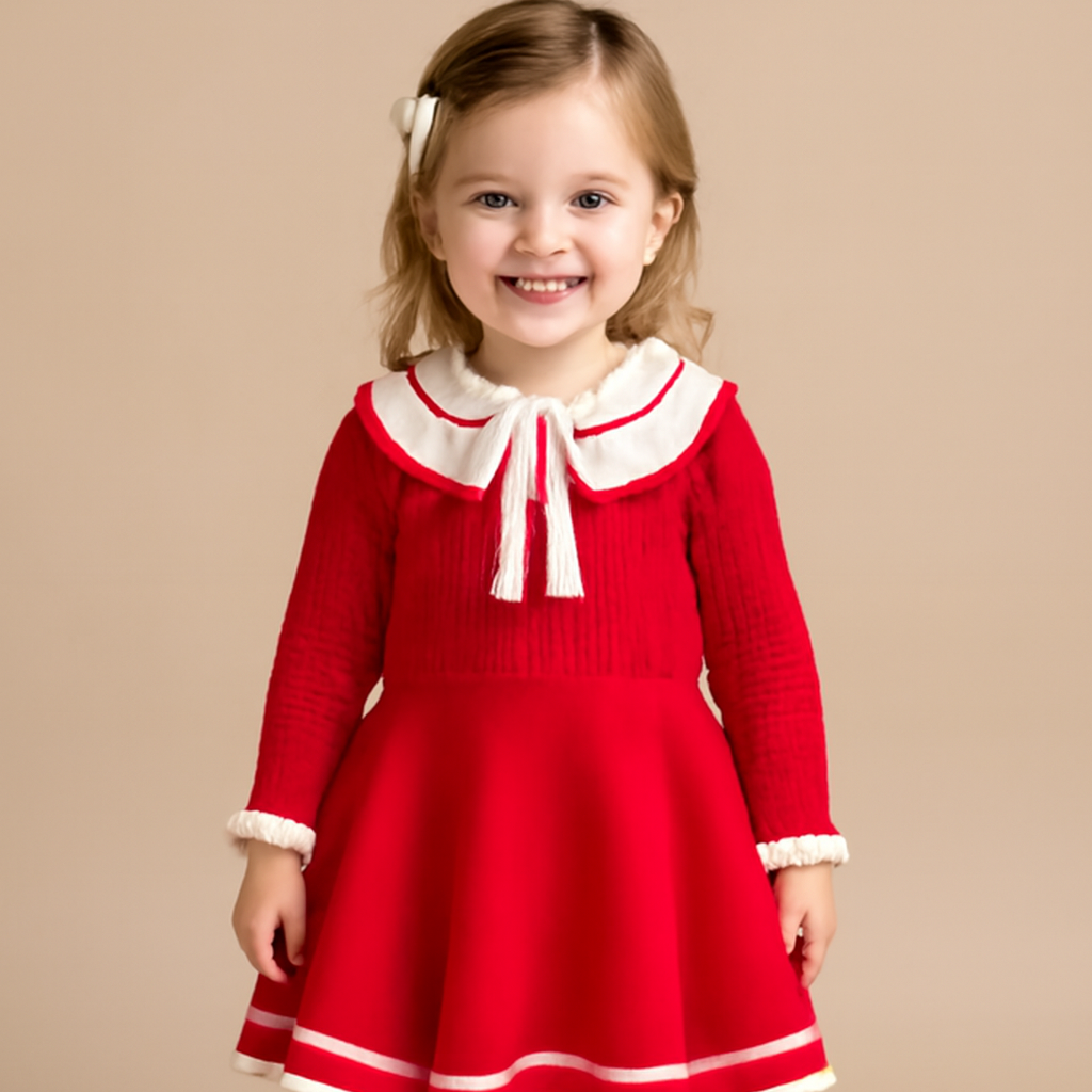 Audrey Wool-Blend Bow Collar Dress