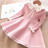 Audrey Wool-Blend Bow Collar Dress