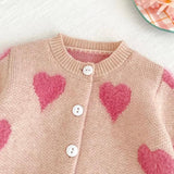 Baby Girls’ Pink Heart Knit Cardigan