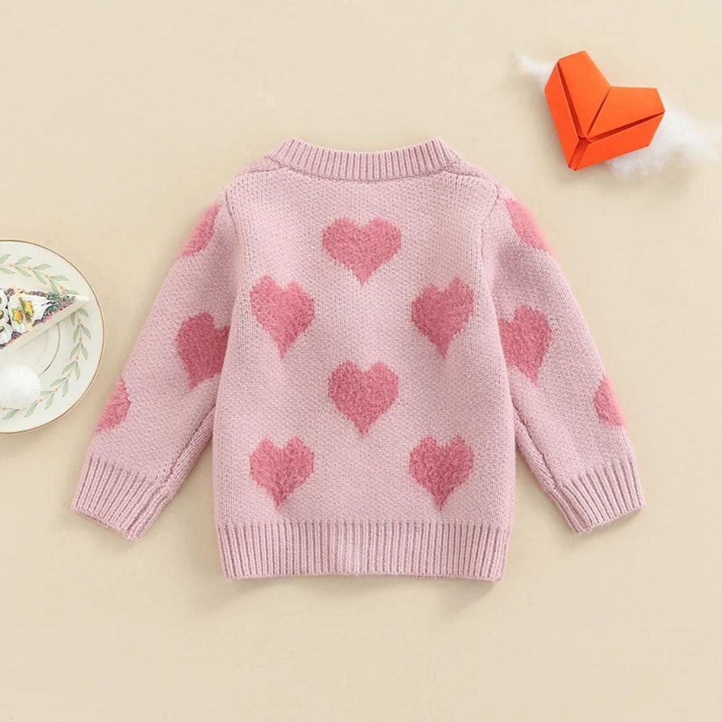 Baby Girls’ Pink Heart Knit Cardigan