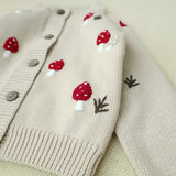 Beige Mushroom Knit Cardigan for Kids