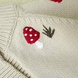 Beige Mushroom Knit Cardigan for Kids