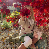 Beige Mushroom Knit Cardigan for Kids