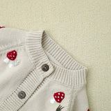 Beige Mushroom Knit Cardigan for Kids