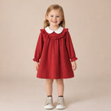 Bib Collar Monaco Girls' Dress in Red