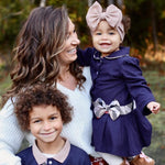 Bow Boho Dress Navy Blue