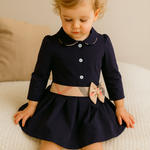Bow Boho Dress Navy Blue